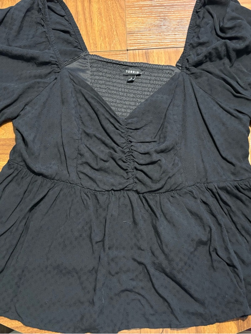 torrid Deep Black Peplum Sweetheart Top